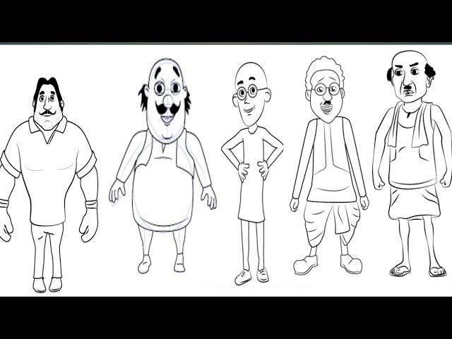 How To Draw Motu Patlu All Characters Drawing| Motu Patlu