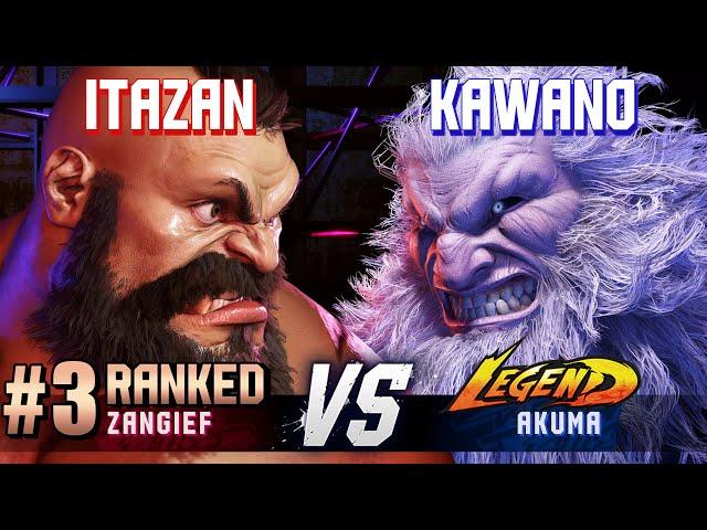 SF6 ▰ ITAZAN (#3 Ranked Zangief) vs KAWANO (Akuma) ▰ High Level Gameplay