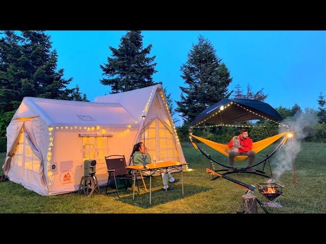 Luxury Camping with Castle Tent and Anymaka Hammock Stand