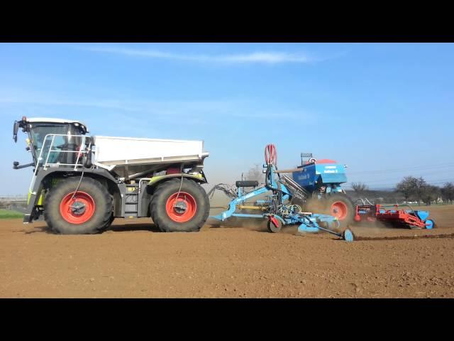 Claas Xerion Saddle Trac 3800 and Lemken seed corn