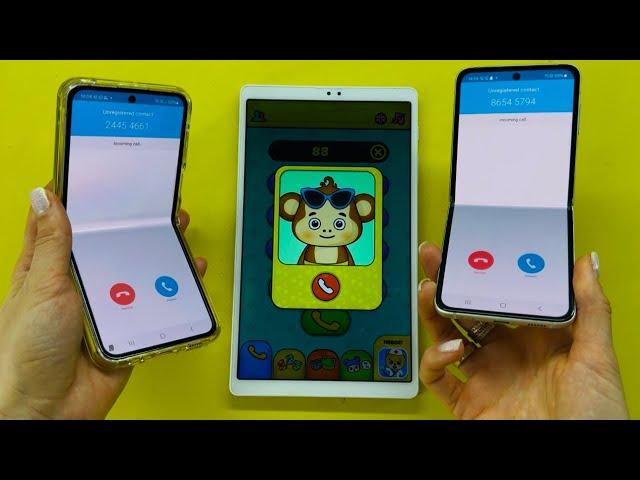 Baby Phone Incoming Call + SkyPhone | Samsung Z Flip5 vs Samsung Z Flip3 + Samsung Tab A7 Lite