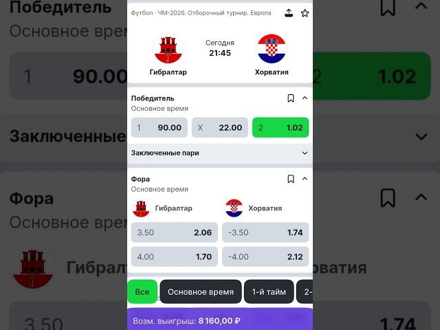 Гибралтар - Хорватия #футбол #ставки #football #прогнозиставканаспорт #чемпионатмира2026