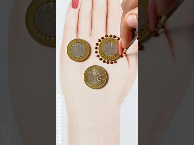 Very Easy Coins Mehndi Design Trick|| #mehndidesigns #youtubeshorts #mehandi #easy #viralshort