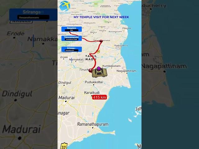 Route Map to Famous Temples in Tamil Nadu