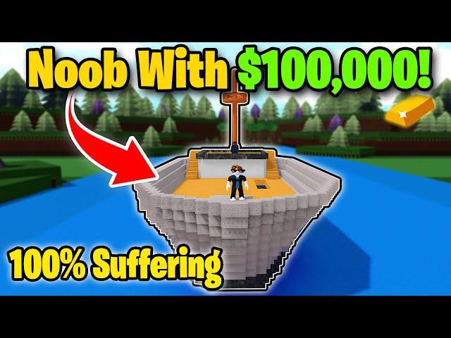 Noob With $100,000! Builds Best Boat in Build a Boat for Treasure! (Roblox)