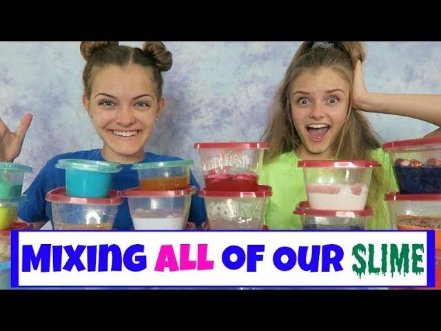 Mixing All of Our Slime ~ Huge Slime Smoothie ~ Jacy and Kacy