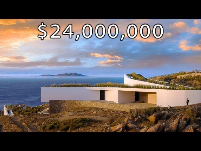 Inside Mykonos’ Most Dramatic Concrete Villa with Giant Floating Boulders!