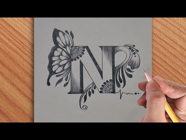 Making an amazing N letter tattoo drawing with pencil ️ || simple drawing of N letter