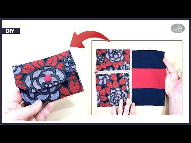 You can easily make a mini wallet with zippers and pockets in this way