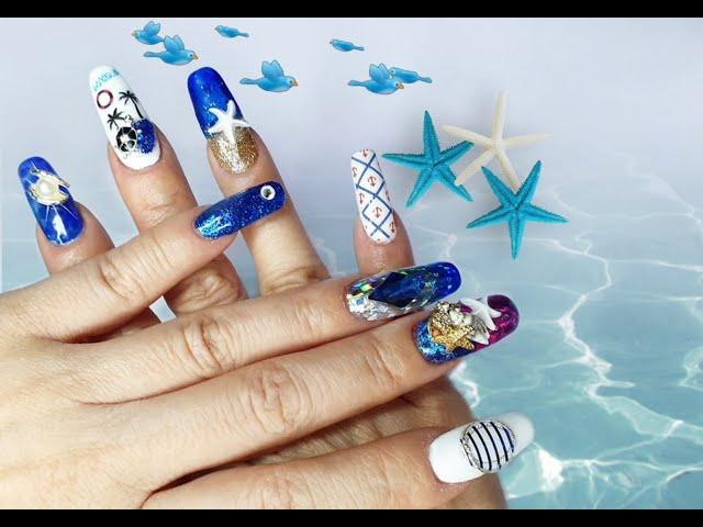 여름엔  바다네일-5(매직필름그라데이션) /Sea Nail Ocean Nail-magic film gradation)