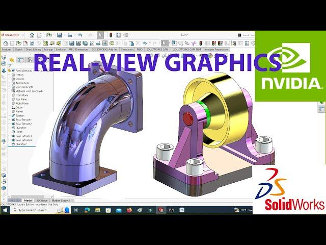 How to activate Real view graphics in Solidworks 2024