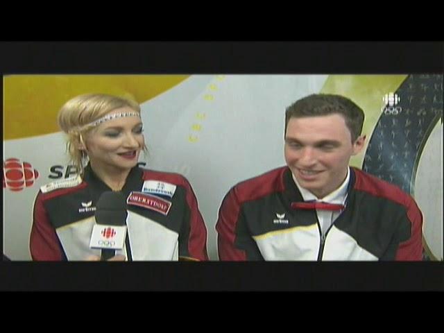 Savchenko Massot CBC 2018 Worlds Post SP Interview