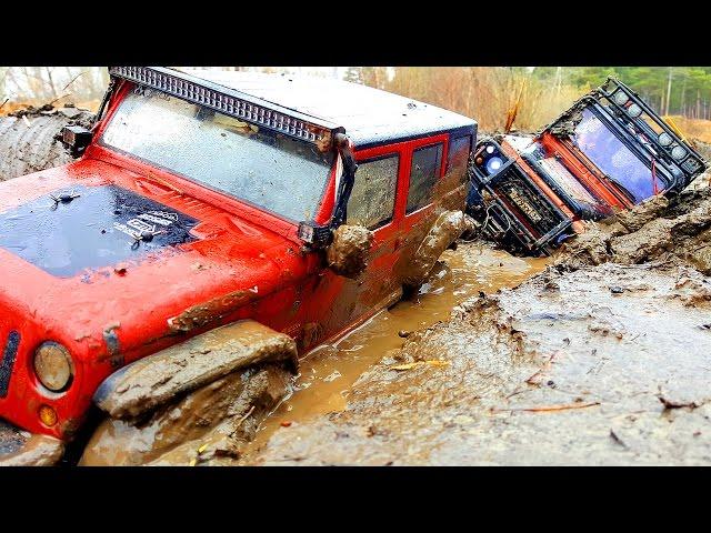 Rescue Stuck In The MUD — RC Jeep Wrangler Rubicon VS Land Rover Defender 90 — RC Extreme Pictures