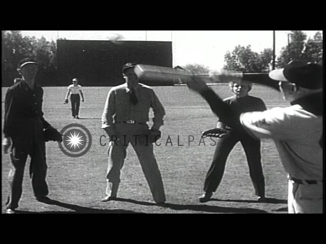 Film stars James Stewart, Shelley Winters and Dan Duryea arrive for a baseball tr...HD Stock Footage