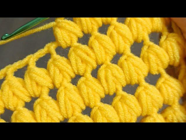 AMAZING   Very easy tunisian baby blanket making/ Cook easy very showy looped Tunisian knitting