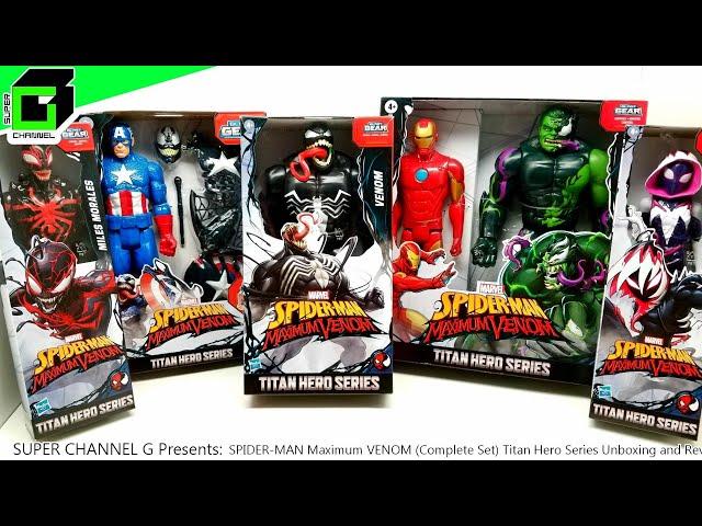 SPIDER-MAN MAXIMUM VENOM (Complete Set) HASBRO action figures TITAN HERO SERIES Unboxing and Review!