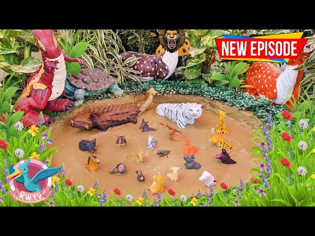 Cute White Tiger Big Ankylosaurus Rare Wild Animals Stuck in Mud | Giraffe Dog Cow Horse