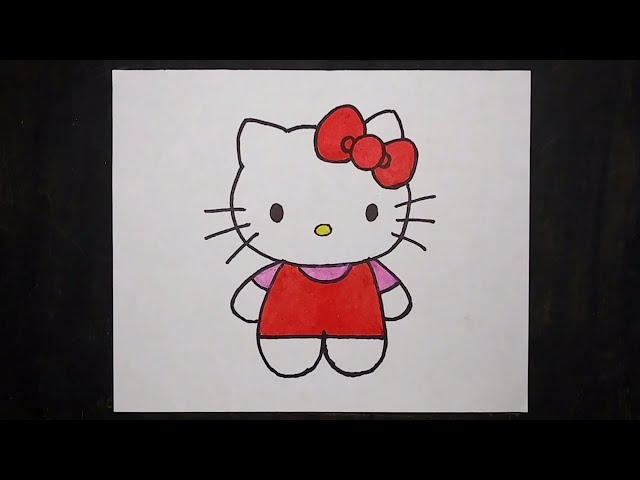 儿童简笔画 - Hello Kitty / 凯蒂猫 / 动漫篇 / 每天一幅简笔画29 / Painting and coloring - Hello Kitty