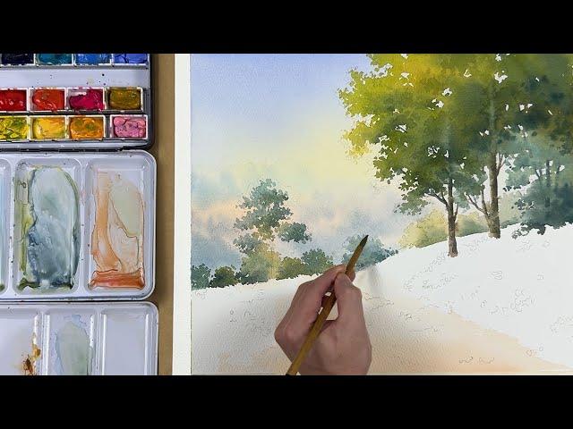 How to Paint Peaceful Morning Light with Watercolor