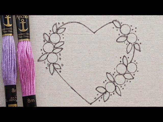 VERY VERY EASY FLOWER HEART EMBROIDERY DESIGN FOR BEGINNERS/HAND EMBROIDERY