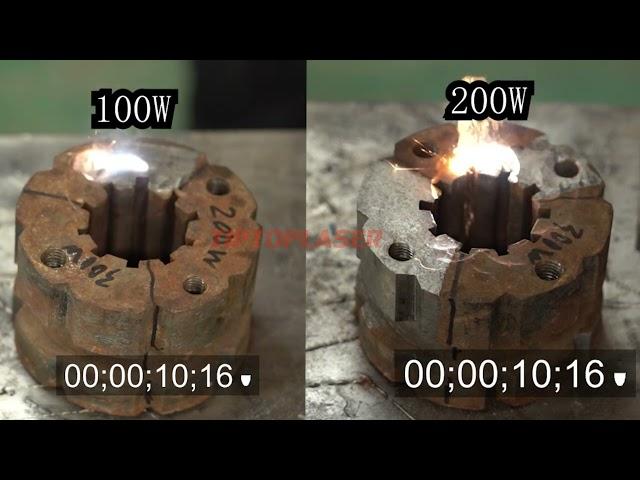 100W 200W Small Backpack Laser Cleaner Rust Removal Comparison Video