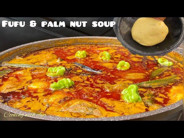 A new way to prepare DELICIOUS GHANAIAN PALM NUT SOUP | ASSORTED MEAT & FISH PALM NUT SOUP & FUFU