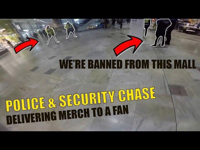 POLICE & SECURITY CHASE THROUGH MALL! DELIVERING MERCH TO A FAN!