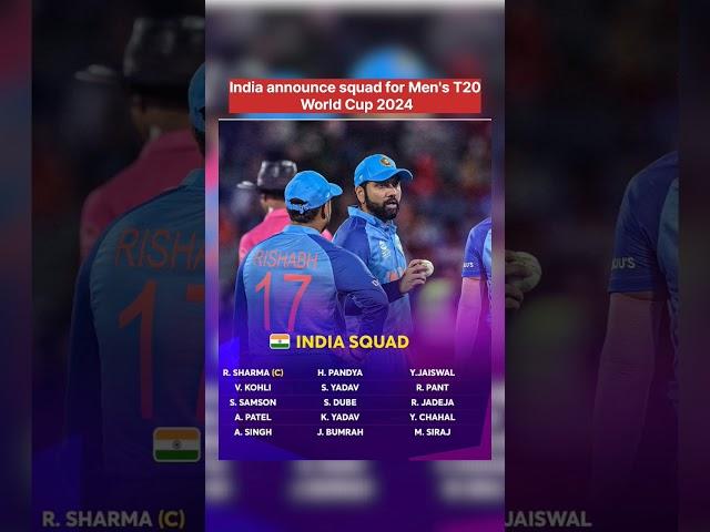 India announce squad for Men's T20 World Cup 2024 #cricket #worldcup