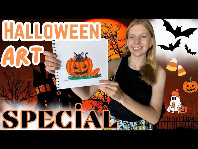 Super Cute Halloween Drawing Tutorial || Art with Alyssa