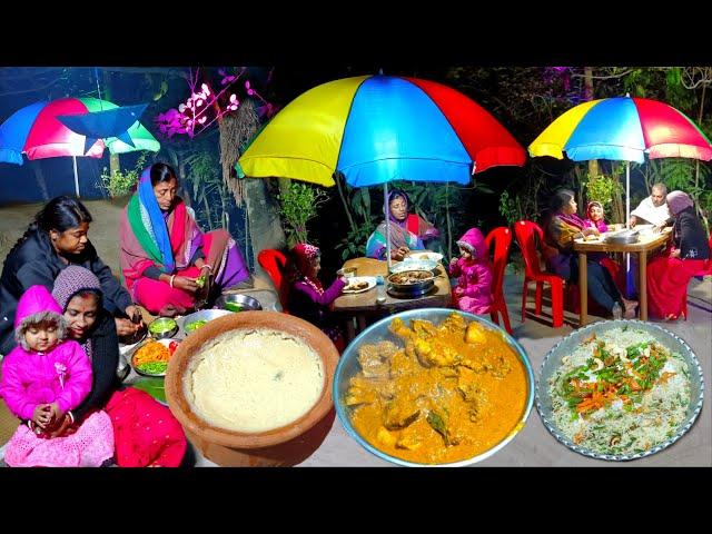 New Year Special Family Night Picnic। Village Style Cooking Fried Rice, Badsahi Chicken,Dahi, Papad