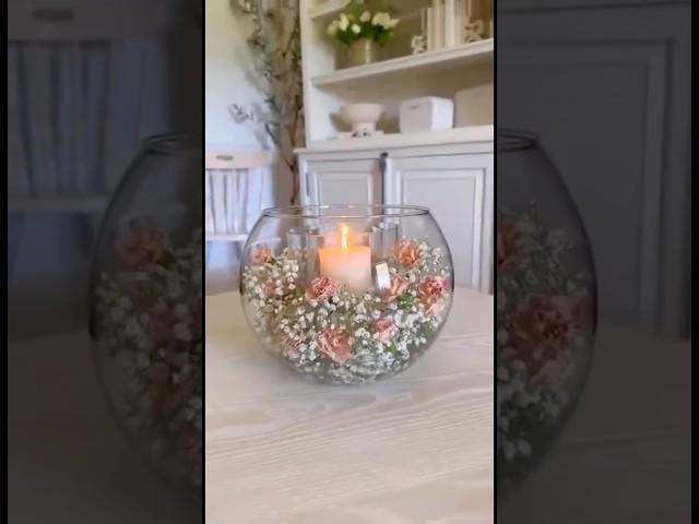 Идея для декора со свечой и цветами  #декордома #уют #интерьер