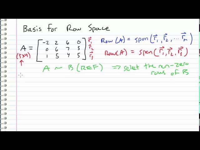 Linear Algebra - 21 - Basis for Row Space