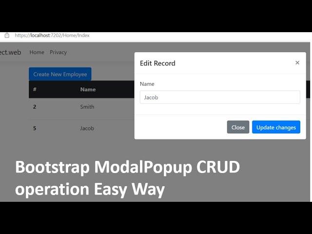 Bootstrap Modal Popup CRUD operation in ASP.NET MVC CORE