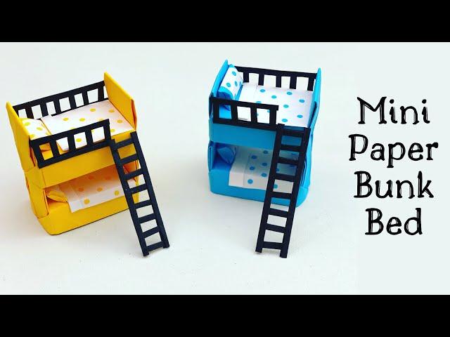 DIY MINI PAPER BUNK BED / DIY Doll Bunk Bed / Paper Crafts For School / Paper Craft / Mini Furniture