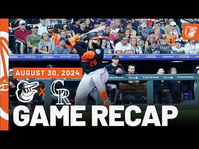 Orioles vs. Rockies Game Recap (8/30/24) | MLB Highlights | Baltimore Orioles