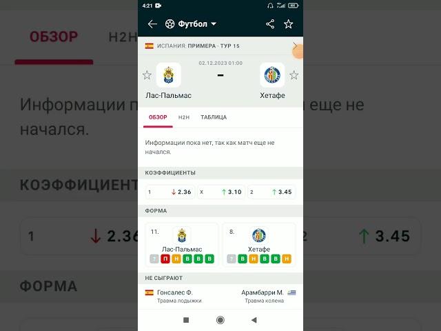 Лас Пальмас Хетафе прогноз