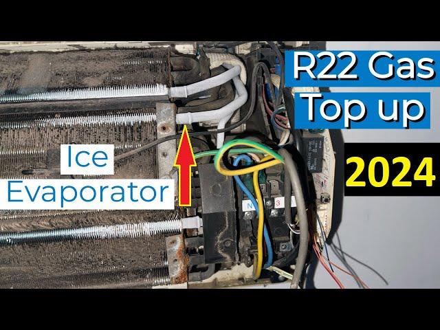 Split AC ice on evaporator problem solution 2024 in Urdu/Hindi | air conditioner R22 Gas topup 2024