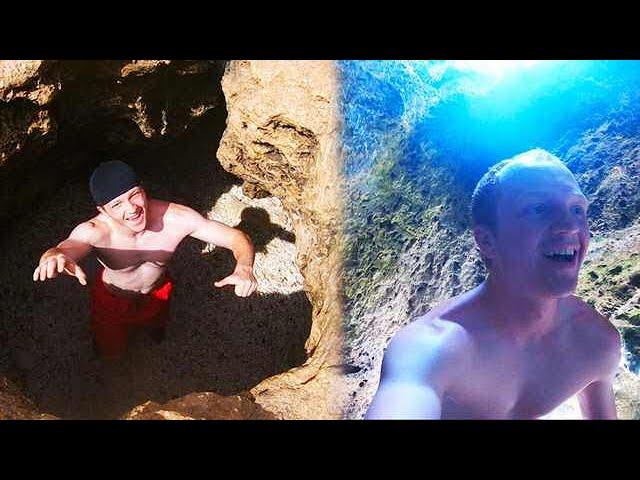 FINDING SECRET UNDERWATER CAVES! *INSANE*