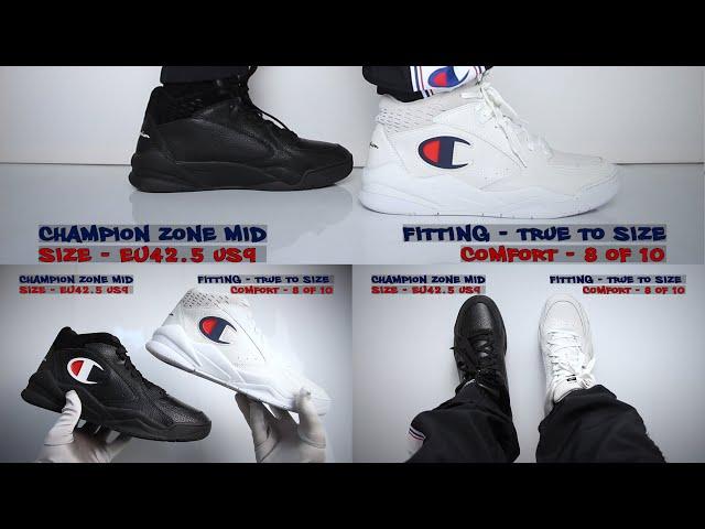 Champion Zone Mid Black vs White   On Feet Compare