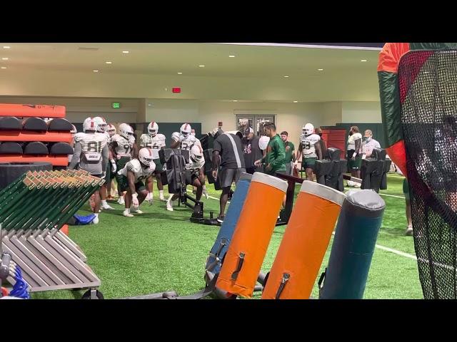 Miami Hurricanes practice August 10, 2021 defensive line drill
