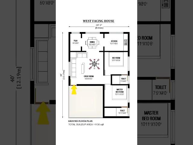 West facing house plans  #homedesign #architecture #realestate #housedesign  #houseplan #shorts