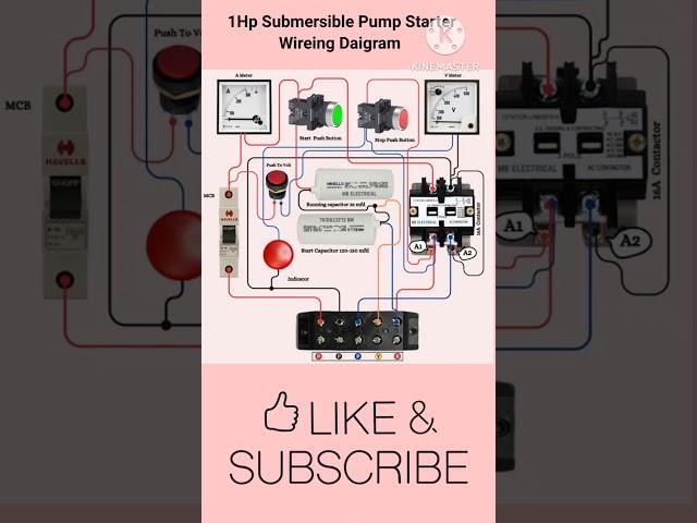 1Hp Submersible pump starter wiring daigram#Electricale#Engineering#Electrical#experts.