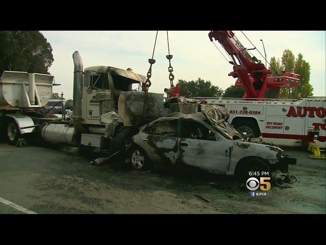 Frightening Big-Rig Crash Into 20 Vehicles Shuts Down Highway 1 For Hours