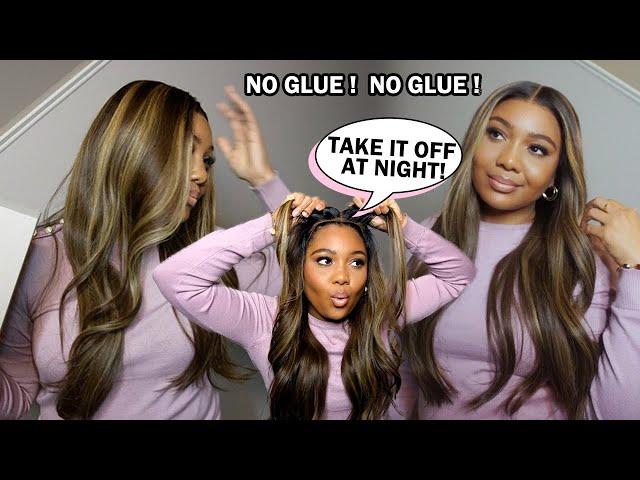 100% GLUELESS?! NO PROBLEM! EASIEST INSTALL EVER!RICH BROWN WIG BLONDE BALAYAGE HIGHLIGHTS| Hairvivi