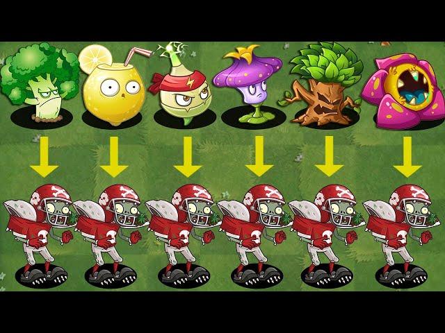 Every Plant Chinese Version Vs Football All-star Zombie - Who Will Win? - PvZ 2 Challenge