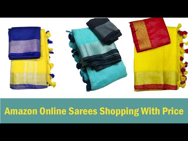 Latest Amazon Linen Sarees Collections | Online Sarees Shopping Kondattam