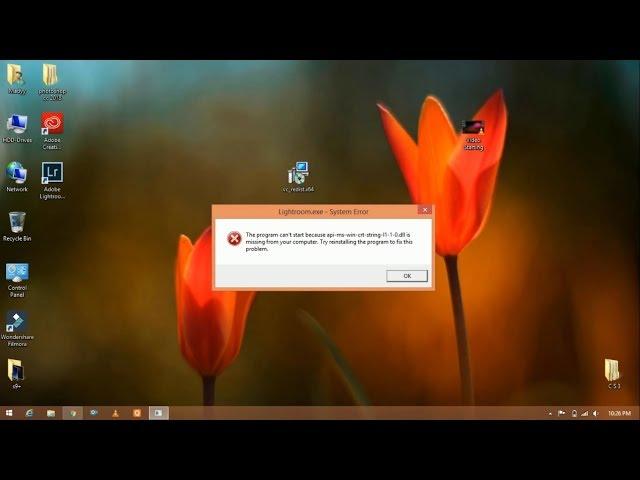 api-ms-win-crt-string-I1-1-0.dll  is missing Error in Adobe Lightroom Classic CC