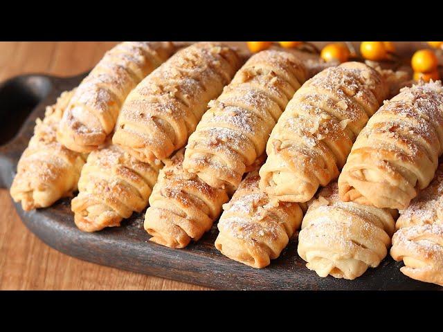 A simple recipe for cookies with apple jam and nuts. Baked goods with filling.