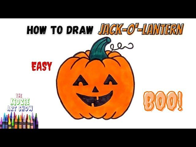 How to draw a Jack-o’-lantern Pumpkin step by step easy. Draw a Halloween Pumpkin easy for kids.