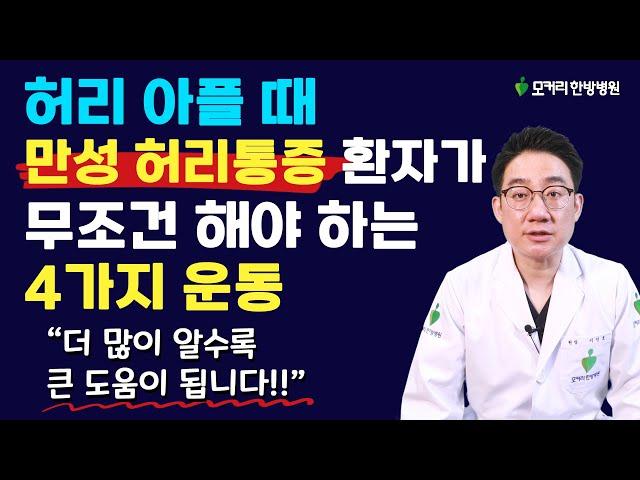 허리 아플 때, 만성 허리통증 환자가 무조건 매일 해야 하는 4가지 운동